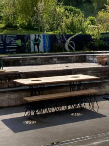 table de jardin sur mesure bois et metal
