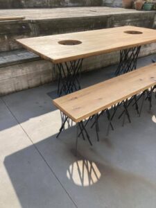 table de jardin sur mesure bois banc